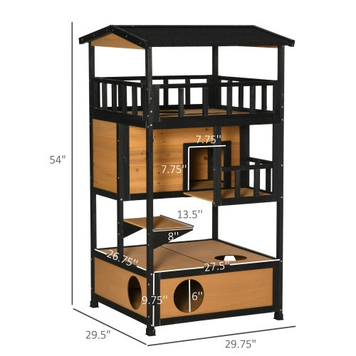Premium Outdoor Wooden Cat Shelter & Tree House – Weatherproof Feral Cat Refuge