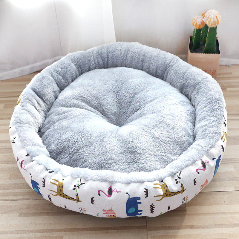 Cozy Round Cotton Pet Bed – Ultra Soft Cushion for Dogs & Cats