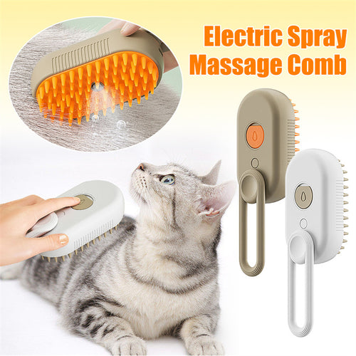 All-in-One Steam Pet Groomer – 3-in-1 Cat & Dog Brush with Spray & Massage