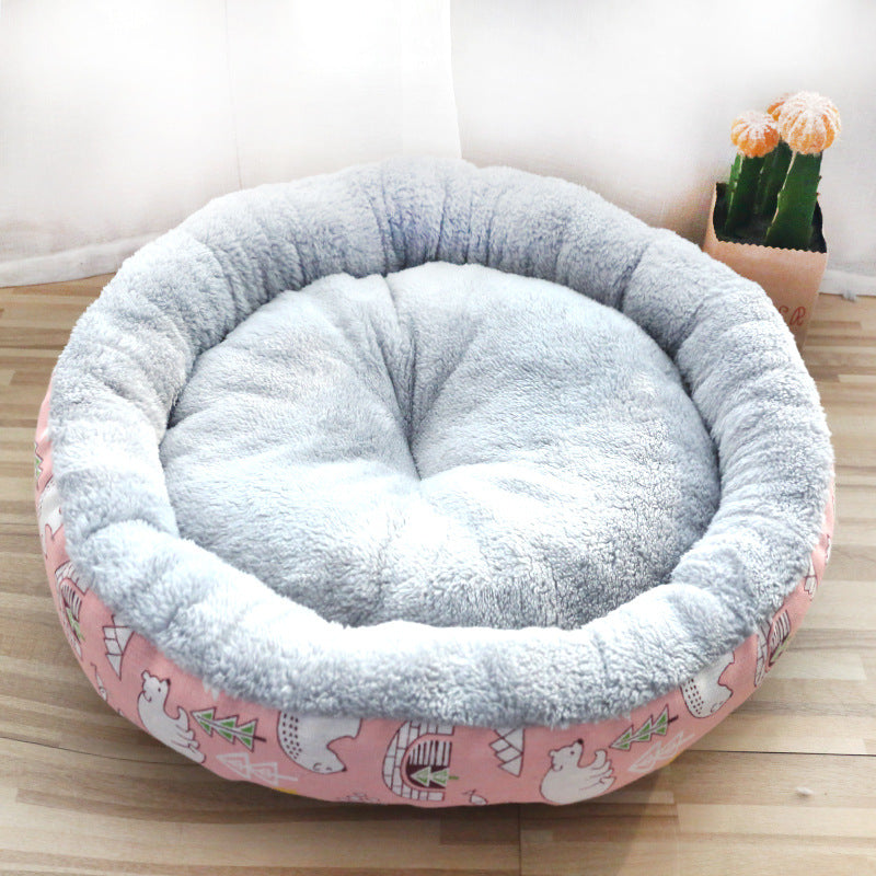 Cozy Round Cotton Pet Bed – Ultra Soft Cushion for Dogs & Cats