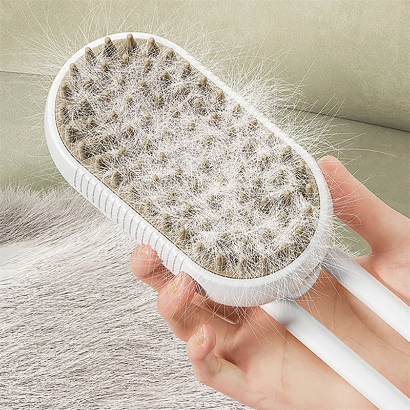 All-in-One Steam Pet Groomer – 3-in-1 Cat & Dog Brush with Spray & Massage